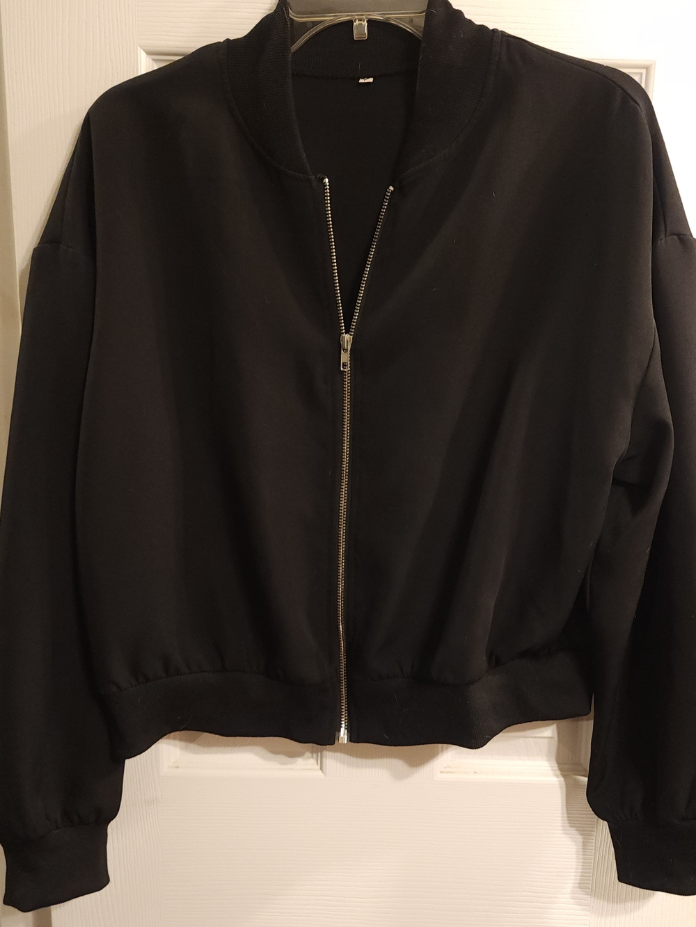Black Women's Zip-Front Lighy Weight Bomber Style Jacket Size Large